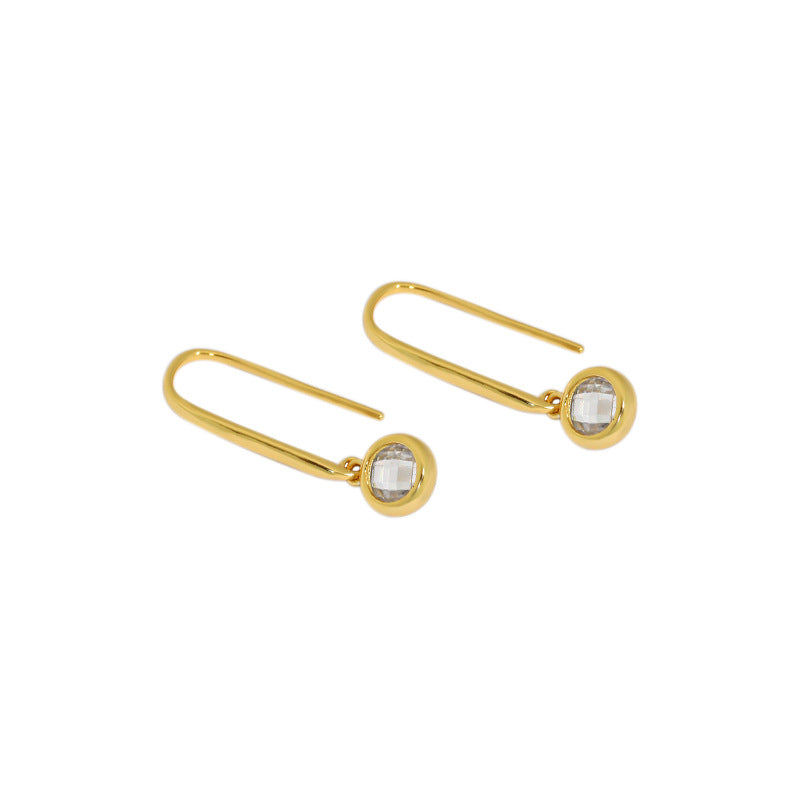 Runde CZ U-Form Ohrstecker 925 Sterling Silber - Damen Ohrringe