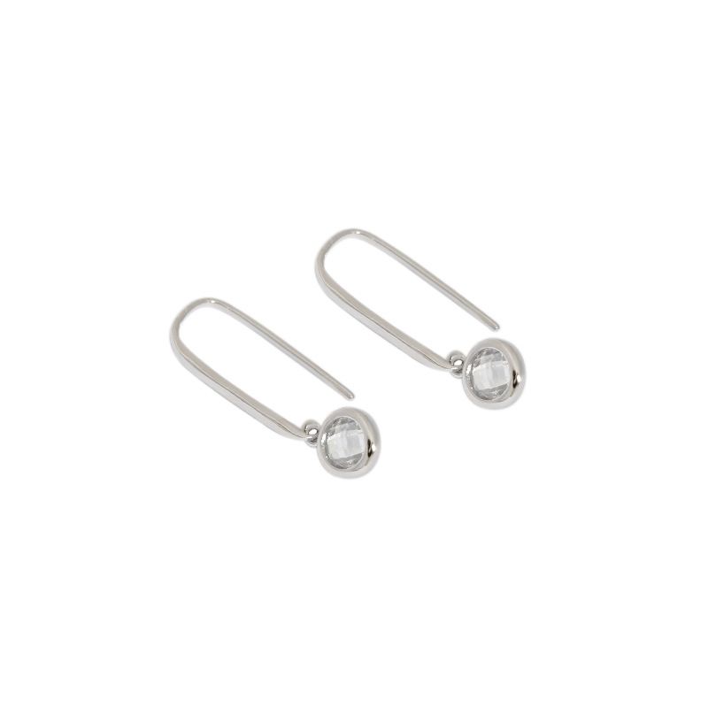 Runde CZ U-Form Ohrstecker 925 Sterling Silber - Damen Ohrringe