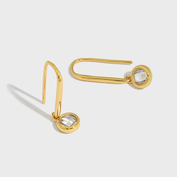 Runde CZ U-Form Ohrstecker 925 Sterling Silber - Damen Ohrringe