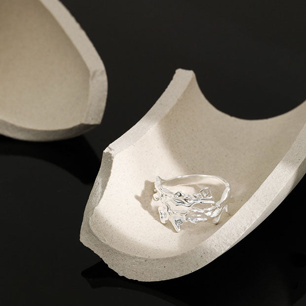 Unregelmäßiger Kreuz Ring 925 Sterling Silber verstellbar modern
