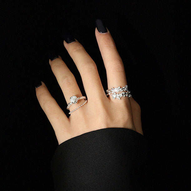 Unregelmäßiger Kreuz Ring 925 Sterling Silber verstellbar modern