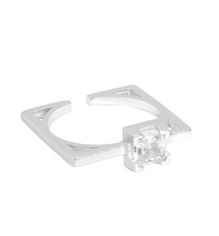Square CZ Ring 925 Sterling Silber verstellbar geometrisch modern
