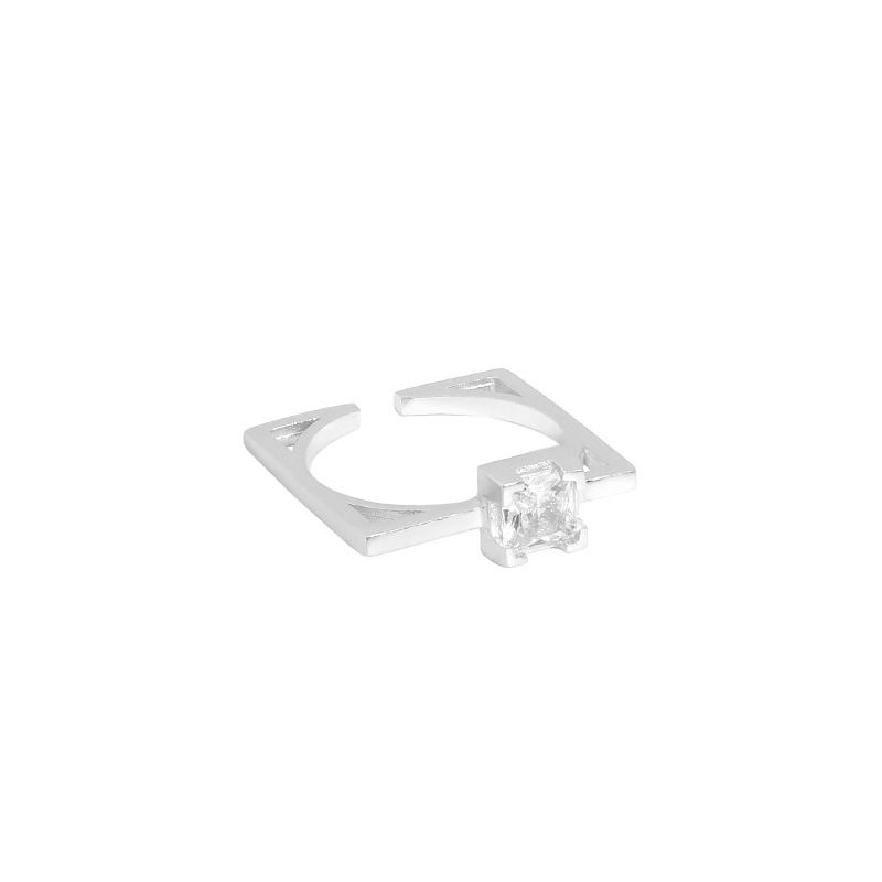 Square CZ Ring 925 Sterling Silber verstellbar geometrisch modern