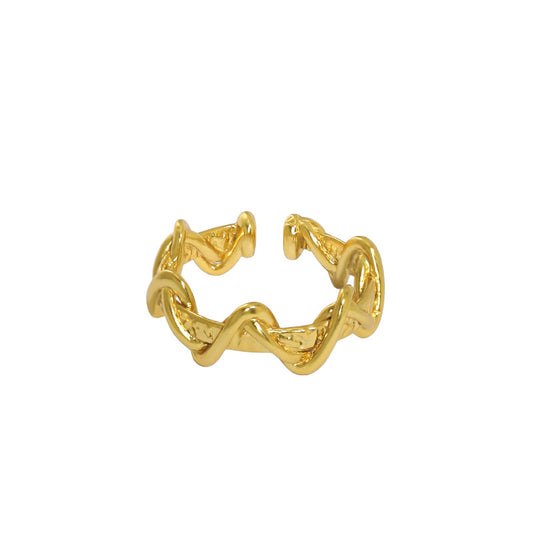 Doppelschicht Wellen Ring aus 925 Sterlingsilber – Verstellbar Modern - SterlingSilberSchmuck