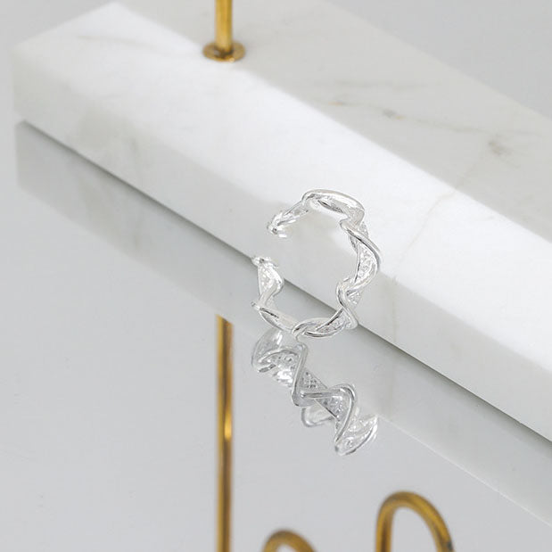 Doppelschicht Wellen Ring aus 925 Sterlingsilber – Verstellbar Modern - SterlingSilberSchmuck