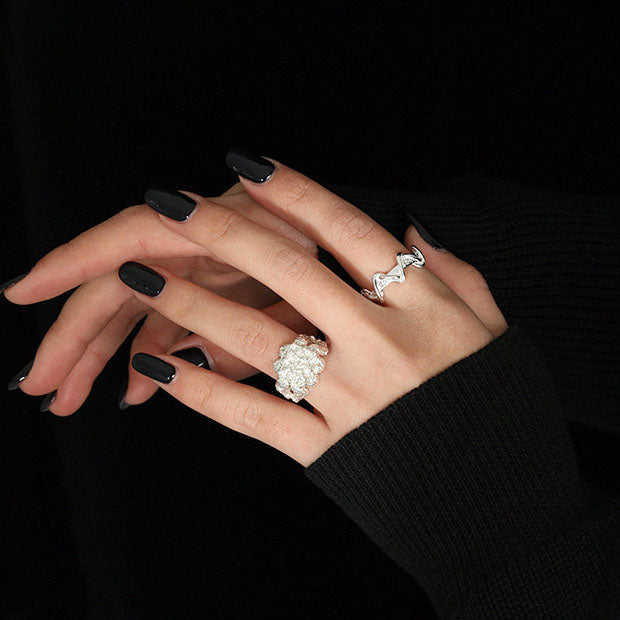 Doppelschicht Wellen Ring aus 925 Sterlingsilber – Verstellbar Modern - SterlingSilberSchmuck