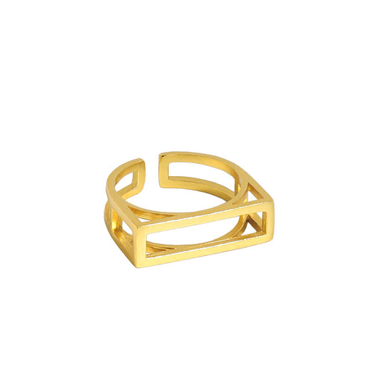 Hollow Rectangle Ring 925 Sterling Silber verstellbar geometrisch