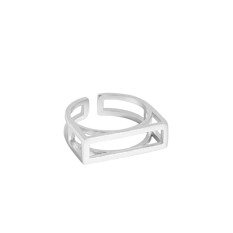 Hollow Rectangle Ring 925 Sterling Silber verstellbar geometrisch