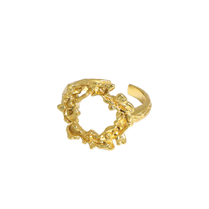 Geometrischer Hollow Ring - 925 Silber Unregelmäßig Verstellbar