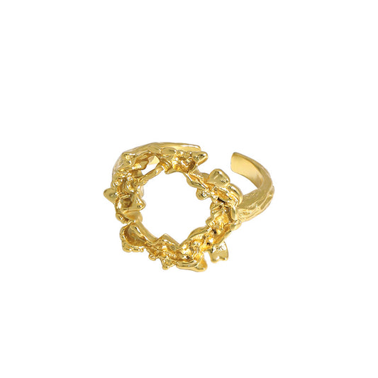 Geometrischer Hollow Ring - 925 Silber Unregelmäßig Verstellbar