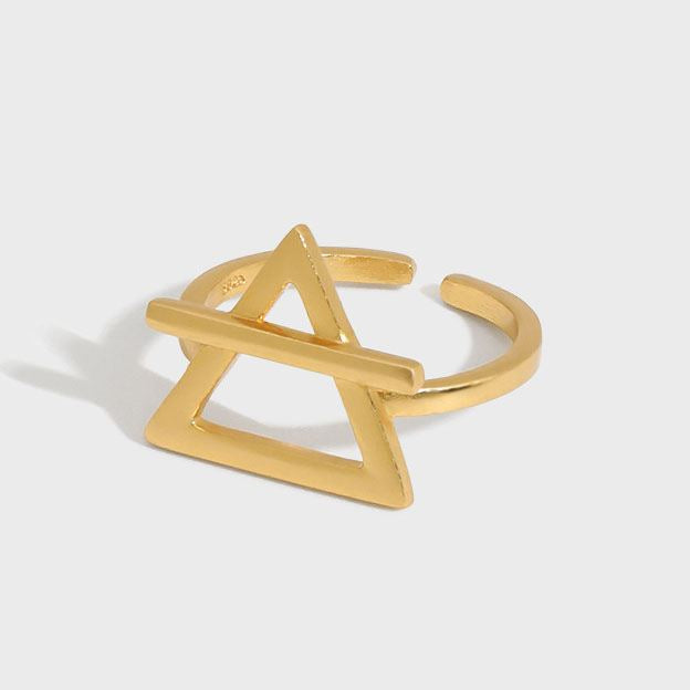 Hollow Triangle Ring 925 Sterling Silber - Verstellbar Geometrisch