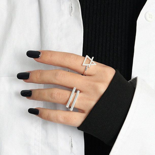 Hollow Triangle Ring 925 Sterling Silber - Verstellbar Geometrisch