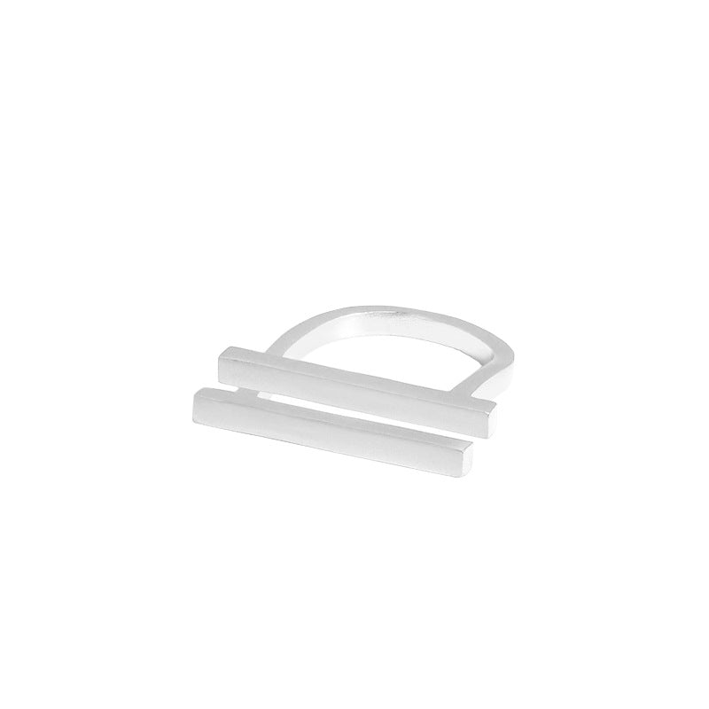 Minimalism Geometry Strips 925 Sterling Silver Adjustable Ring - SterlingSilberSchmuck