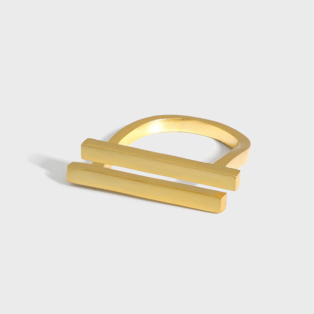 Minimalism Geometry Strips 925 Sterling Silver Adjustable Ring - SterlingSilberSchmuck