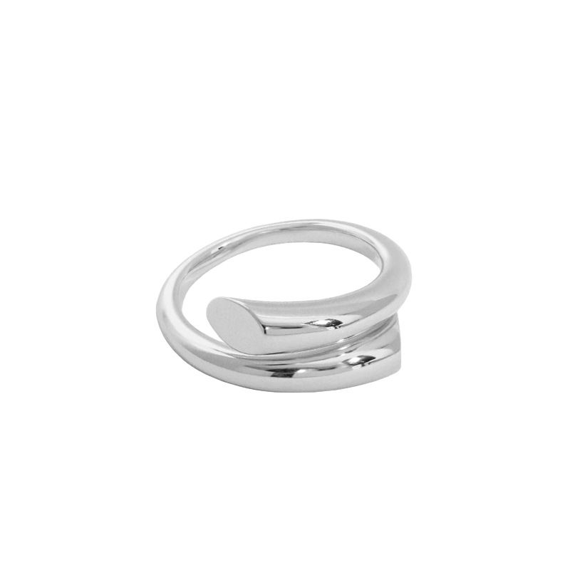 Minimalism Line Crossing 925 Sterling Silver Adjustable Ring - SterlingSilberSchmuck