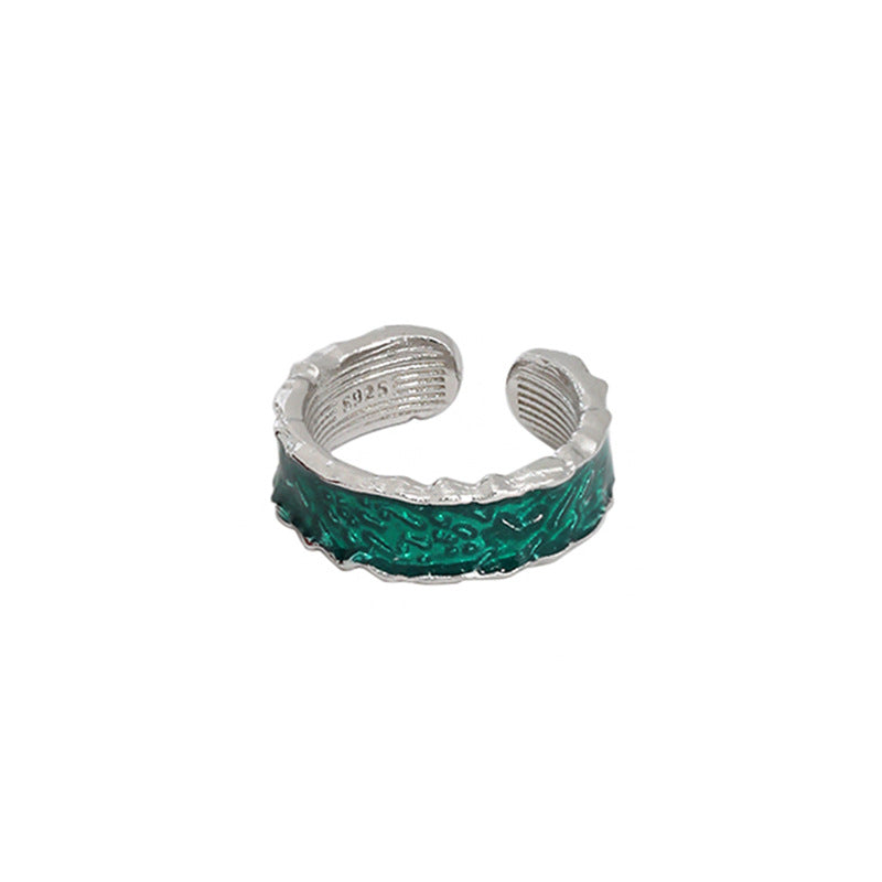 Holiday Epoxy Irregular 925 Sterling Silver Adjustable Ring - SterlingSilberSchmuck