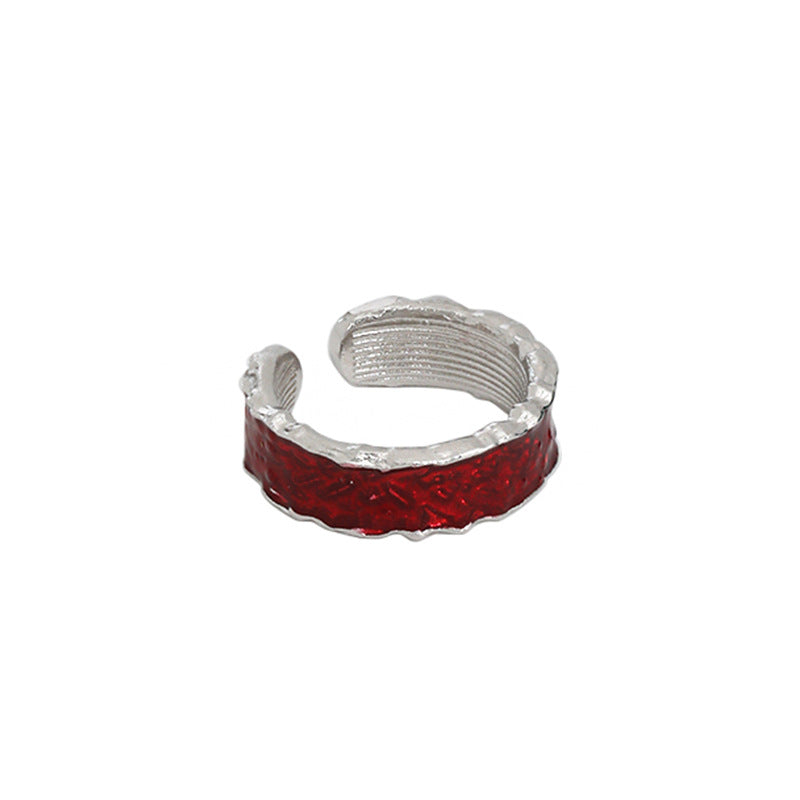 Holiday Epoxy Irregular 925 Sterling Silver Adjustable Ring - SterlingSilberSchmuck