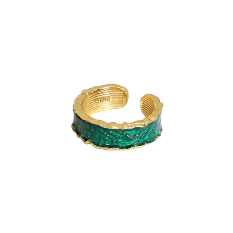 Holiday Epoxy Irregular 925 Sterling Silver Adjustable Ring - SterlingSilberSchmuck