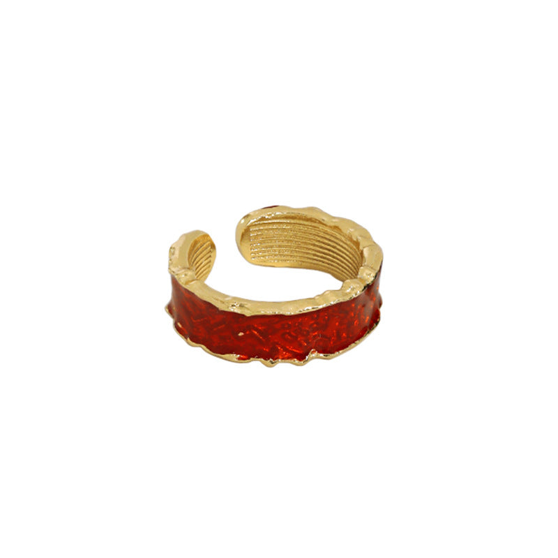 Holiday Epoxy Irregular 925 Sterling Silver Adjustable Ring - SterlingSilberSchmuck