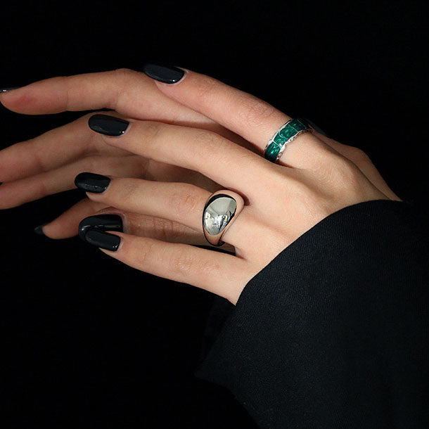 Holiday Epoxy Irregular 925 Sterling Silver Adjustable Ring - SterlingSilberSchmuck