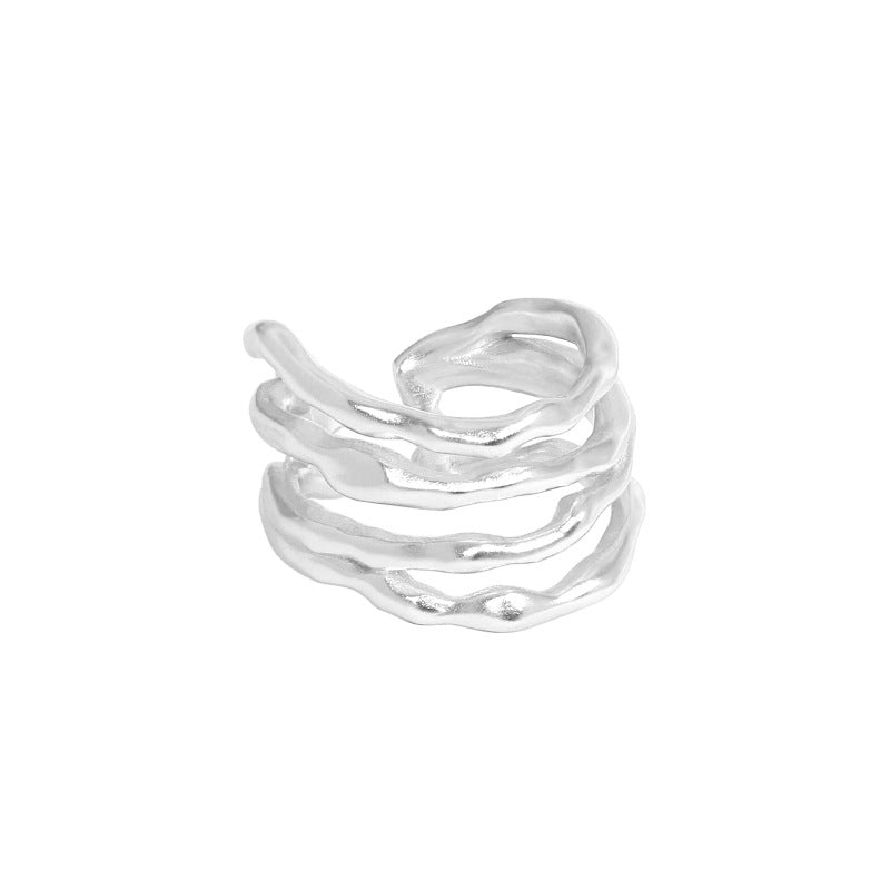 Verstellbarer Mehrschicht Linien Ring aus 925 Sterlingsilber von silverbene, elegant und modern gestaltet.