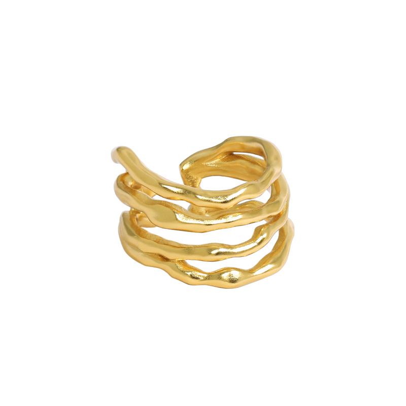 Verstellbarer Mehrschicht Linien Ring aus 925 Sterlingsilber von silverbene, elegant und modern gestaltet.