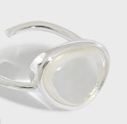 Mondstein Kristall Ring 925 Sterling Silber verstellbar elegant