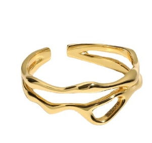 Unregelmäßiger Hollow Ring aus 925 Sterlingsilber – Verstellbar Modern - SterlingSilberSchmuck