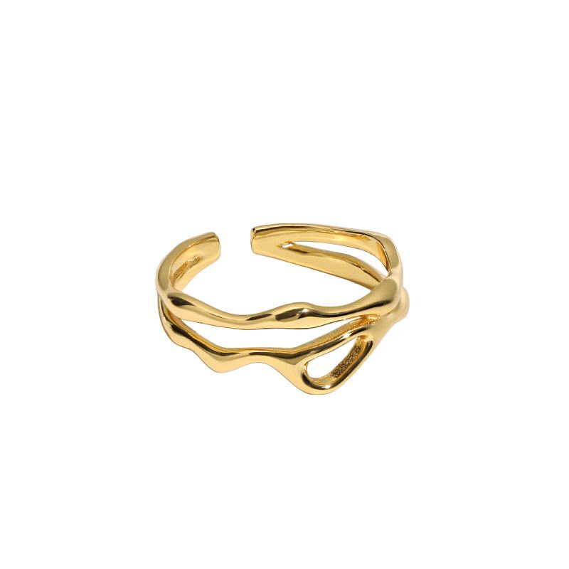 Unregelmäßiger Hollow Ring aus 925 Sterlingsilber – Verstellbar Modern - SterlingSilberSchmuck