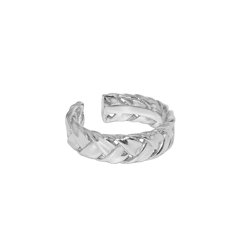Fashion Twist Knitting 925 Sterling Silver Adjustable Ring - SterlingSilberSchmuck