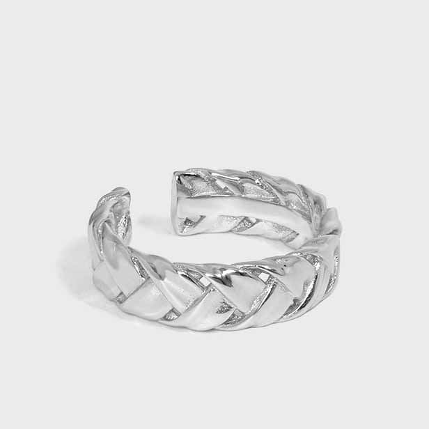 Fashion Twist Knitting 925 Sterling Silver Adjustable Ring - SterlingSilberSchmuck