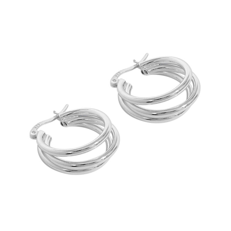 Triple Circle Hoop Ohrringe 925 Sterlingsilber Minimalistisch