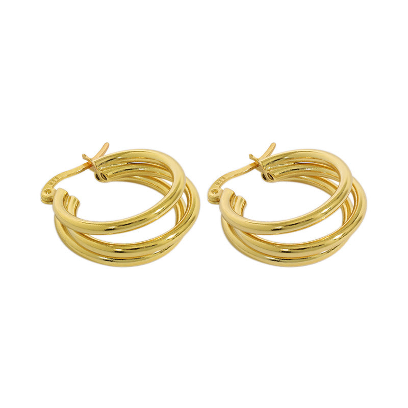 Triple Circle Hoop Ohrringe 925 Sterlingsilber Minimalistisch