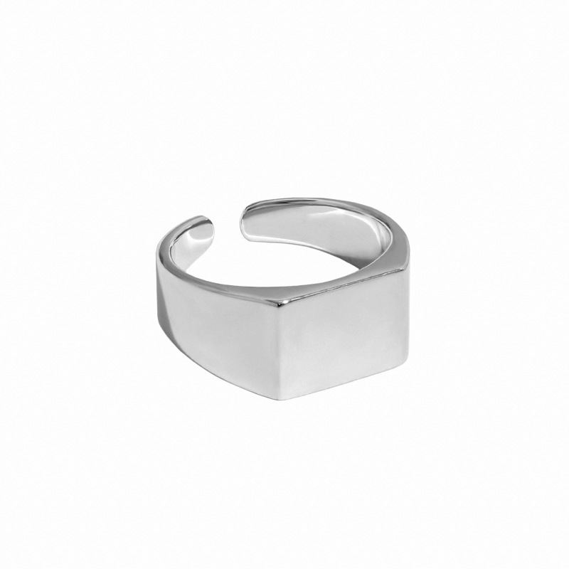 Geometrischer Rechteck Ring 925 Sterlingsilber Verstellbar