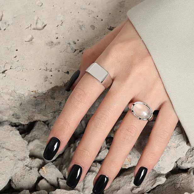 Geometrischer Rechteck Ring 925 Sterlingsilber Verstellbar