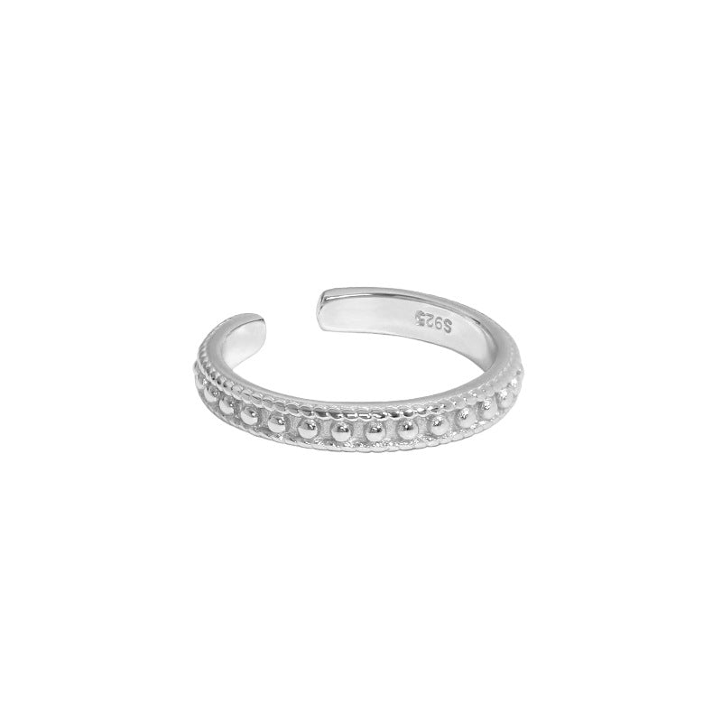 Office Bead Wave Twisted 925 Sterling Silver Adjustable Ring - SterlingSilberSchmuck