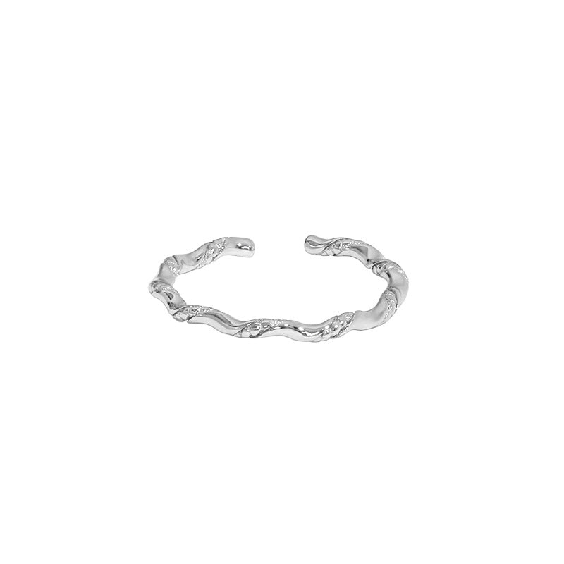 Office Bead Wave Twisted 925 Sterling Silver Adjustable Ring - SterlingSilberSchmuck
