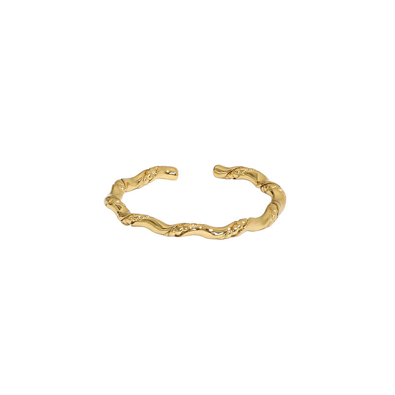Office Bead Wave Twisted 925 Sterling Silver Adjustable Ring - SterlingSilberSchmuck