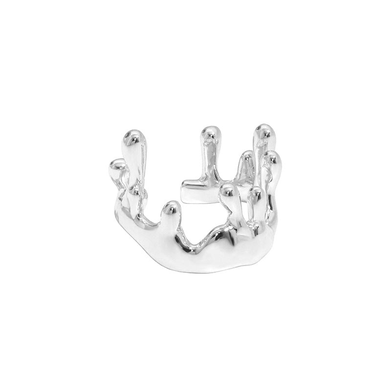 Irregular New Candle Crown Solid 925 Sterling Silver Adjustable Ring - SterlingSilberSchmuck