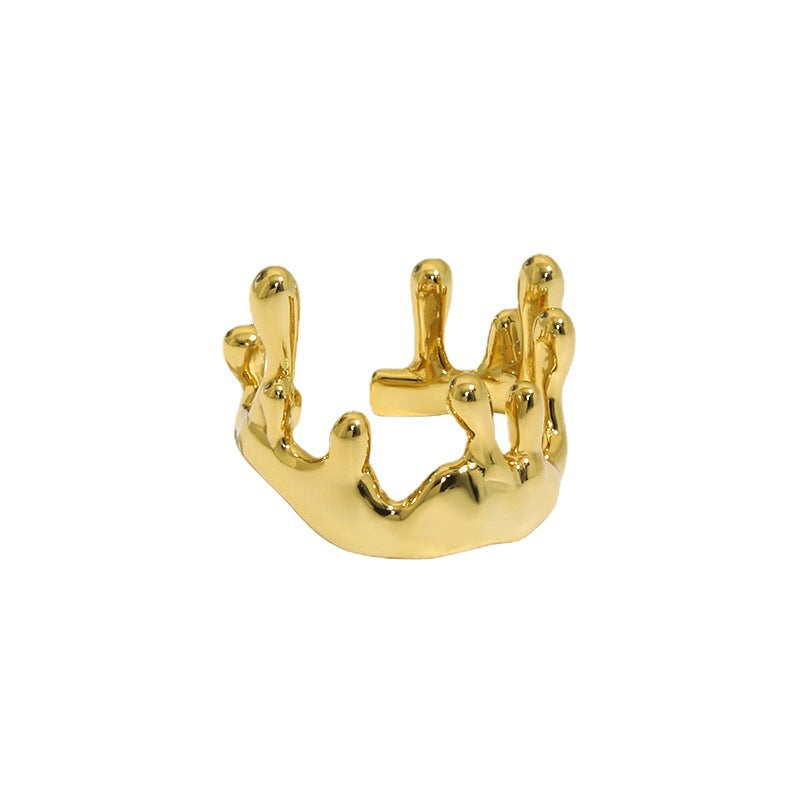 Irregular New Candle Crown Solid 925 Sterling Silver Adjustable Ring - SterlingSilberSchmuck
