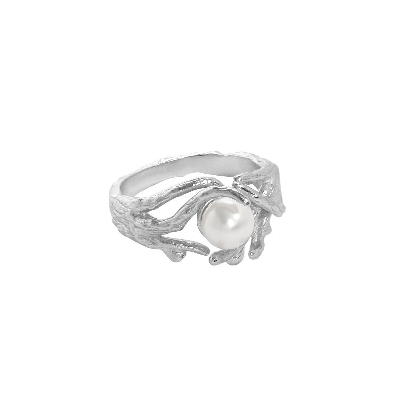 Elegant Natural Pearl Irregular 925 Sterling Silver Adjustable Ring - SterlingSilberSchmuck