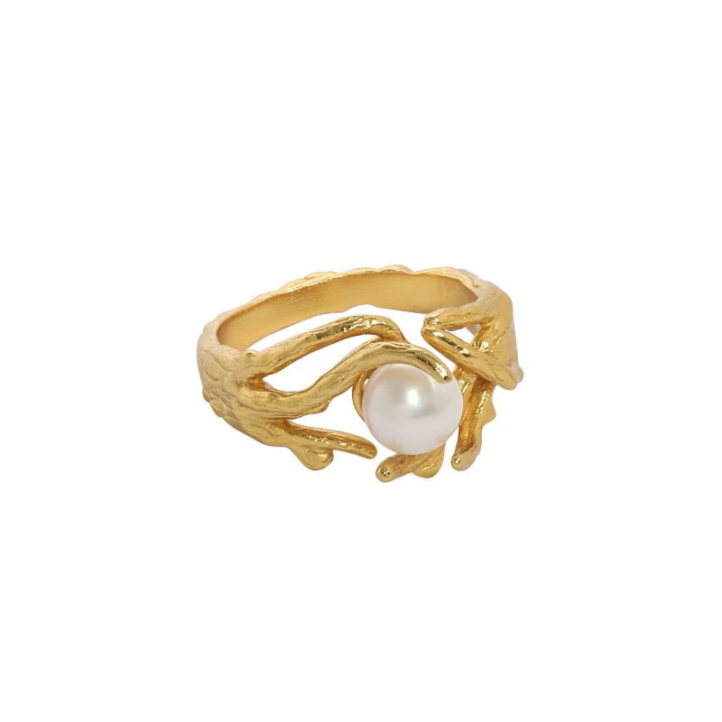 Elegant Natural Pearl Irregular 925 Sterling Silver Adjustable Ring - SterlingSilberSchmuck