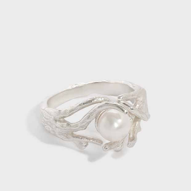Elegant Natural Pearl Irregular 925 Sterling Silver Adjustable Ring - SterlingSilberSchmuck