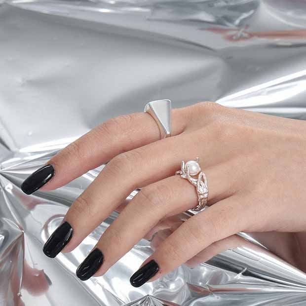 Elegant Natural Pearl Irregular 925 Sterling Silver Adjustable Ring - SterlingSilberSchmuck