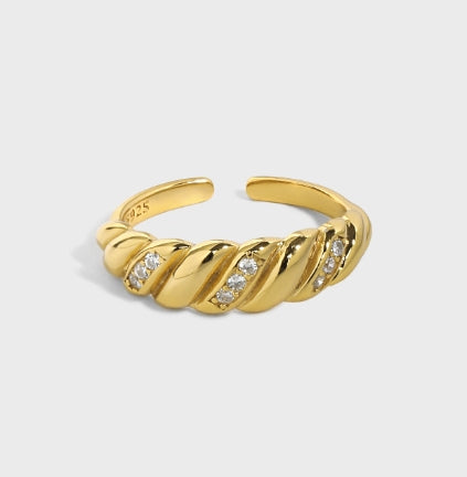 Fashion Twisted CZ 925 Sterling Silver Adjustable Ring - SterlingSilberSchmuck