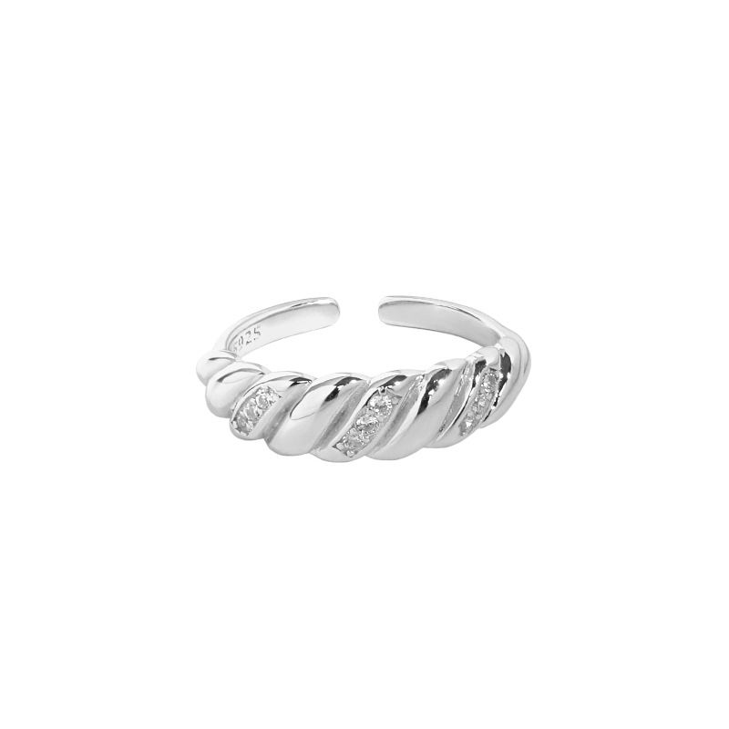 Fashion Twisted CZ 925 Sterling Silver Adjustable Ring - SterlingSilberSchmuck