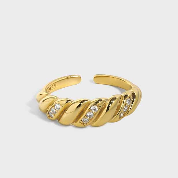 Fashion Twisted CZ 925 Sterling Silver Adjustable Ring - SterlingSilberSchmuck