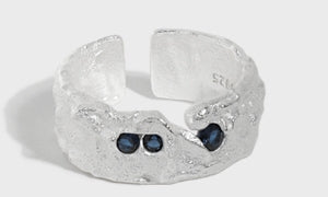 Classic CZ Irregular 925 Sterling Silver Adjustable Ring - SterlingSilberSchmuck