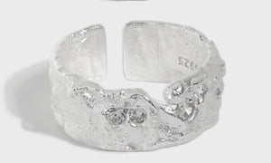 Classic CZ Irregular 925 Sterling Silver Adjustable Ring - SterlingSilberSchmuck