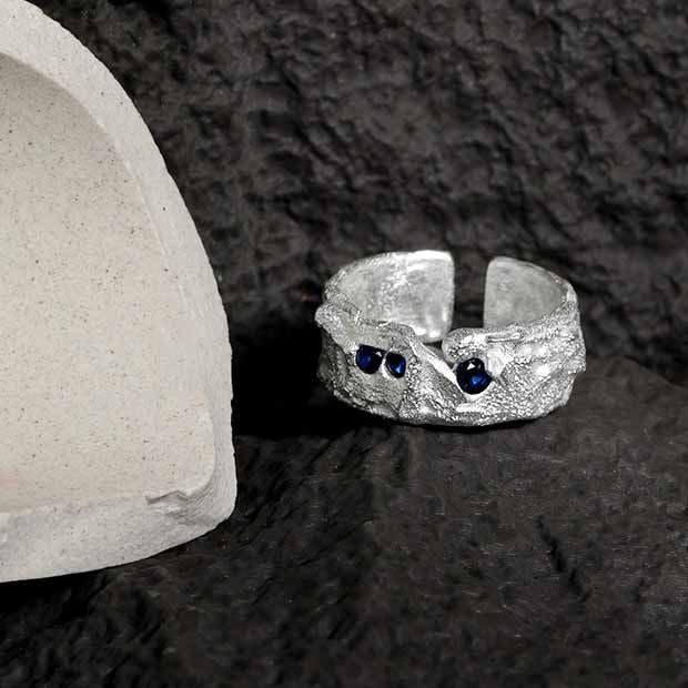 Classic CZ Irregular 925 Sterling Silver Adjustable Ring - SterlingSilberSchmuck